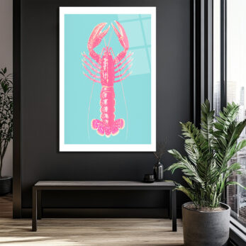 Pembe İstakoz Pop Art Cam Tablo - Deniz Temalı Modern Duvar Dekorasyonu - Glazella Pembe İstakoz Pop Art Cam Tablo - Deniz Temalı Modern Duvar Dekorasyonu - Glazella