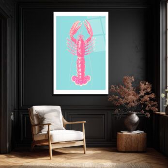 Pembe İstakoz Pop Art Cam Tablo - Deniz Temalı Modern Duvar Dekorasyonu - Glazella Pembe İstakoz Pop Art Cam Tablo - Deniz Temalı Modern Duvar Dekorasyonu - Glazella