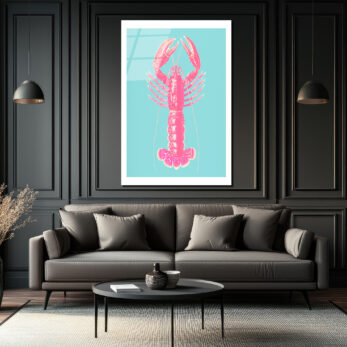 Pembe İstakoz Pop Art Cam Tablo - Deniz Temalı Modern Duvar Dekorasyonu - Glazella Pembe İstakoz Pop Art Cam Tablo - Deniz Temalı Modern Duvar Dekorasyonu - Glazella