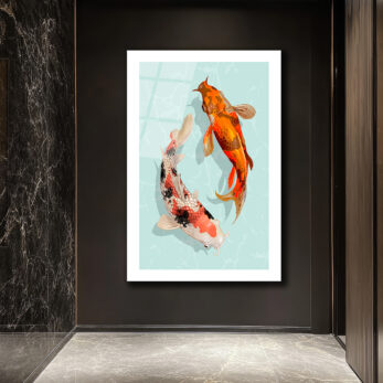 Uyumlu Koi Balıkları Cam Tablo – Feng Shui Enerjisi - Glazella