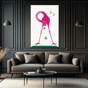 Pembe Flamingo ve Salıncaklı Çocuk Modern Cam Tablo - Glazella Pembe Flamingo ve Salıncaklı Çocuk Modern Cam Tablo - Glazella