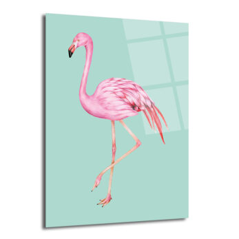 Pembe Flamingo Cam Tablo: Evine Egzotik Bir Dokunuş - Glazella