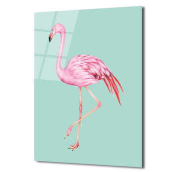 Pembe Flamingo Cam Tablo: Evine Egzotik Bir Dokunuş - Glazella