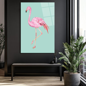 Pembe Flamingo Cam Tablo: Evine Egzotik Bir Dokunuş - Glazella