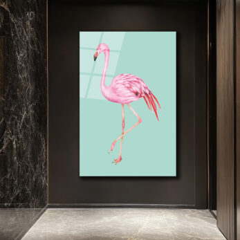 Pembe Flamingo Cam Tablo: Evine Egzotik Bir Dokunuş - Glazella