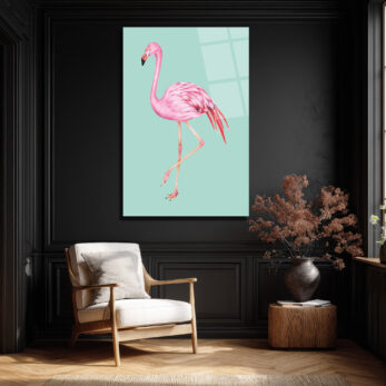 Pembe Flamingo Cam Tablo: Evine Egzotik Bir Dokunuş - Glazella