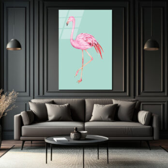 Pembe Flamingo Cam Tablo: Evine Egzotik Bir Dokunuş - Glazella