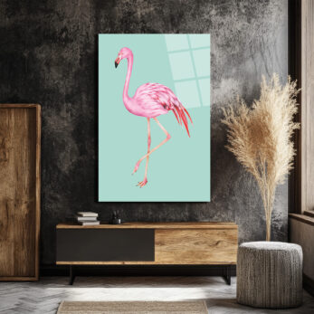 Pembe Flamingo Cam Tablo: Evine Egzotik Bir Dokunuş - Glazella