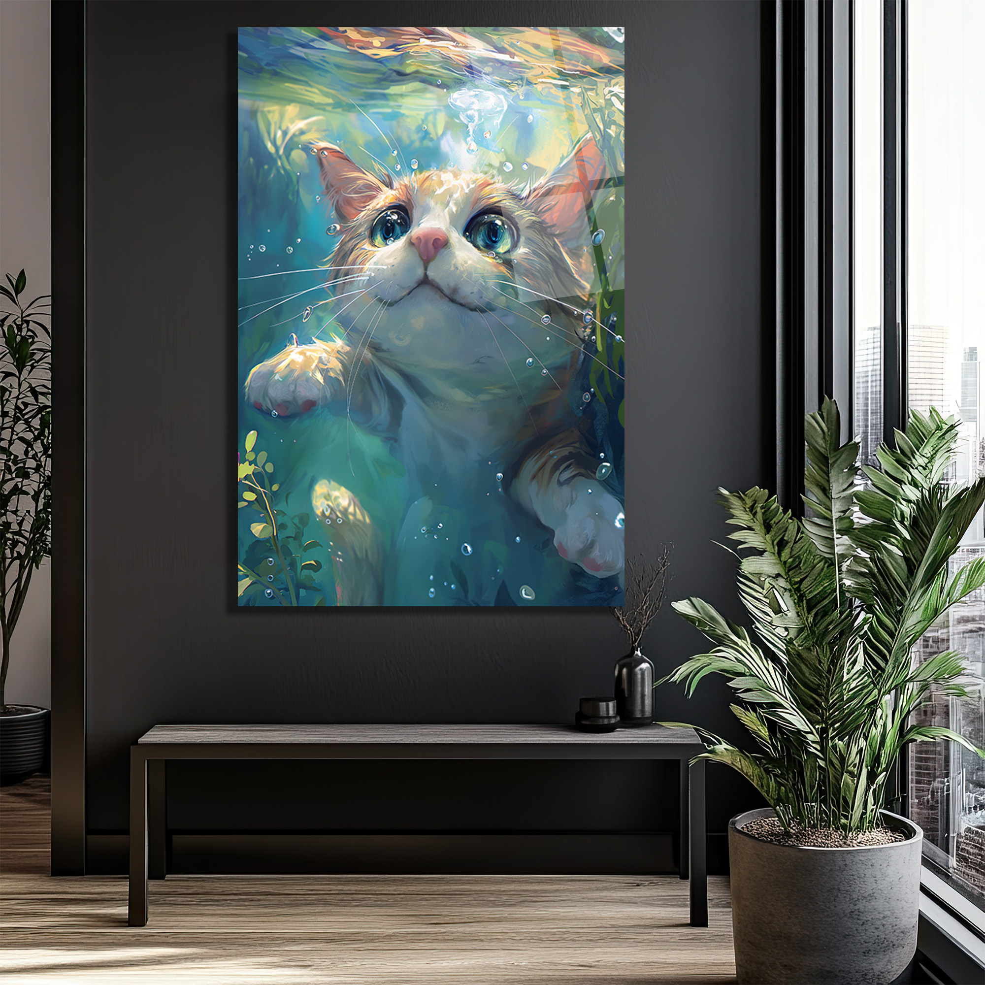 Sualtı Macerası Sevimli Kedi Cam Tablo - Glazella Özel Koleksiyon - Glazella Sualtı Macerası Sevimli Kedi Cam Tablo - Glazella Özel Koleksiyon - Glazella