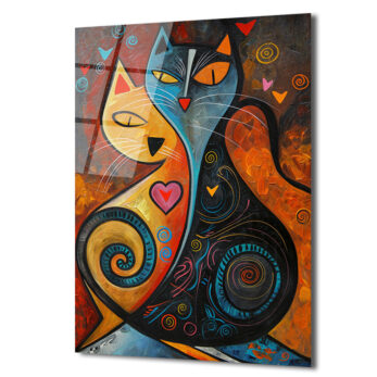 Aşk Kedileri Modern Sanat Cam Tablo - Canlı Renkler ve Duygusal Tasarım - Glazella Aşk Kedileri Modern Sanat Cam Tablo - Canlı Renkler ve Duygusal Tasarım - Glazella