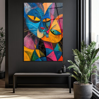 Kübist Kedi Portreleri Cam Tablo | Modern Sanatın Canlı Yorumu - Glazella Kübist Kedi Portreleri Cam Tablo | Modern Sanatın Canlı Yorumu - Glazella