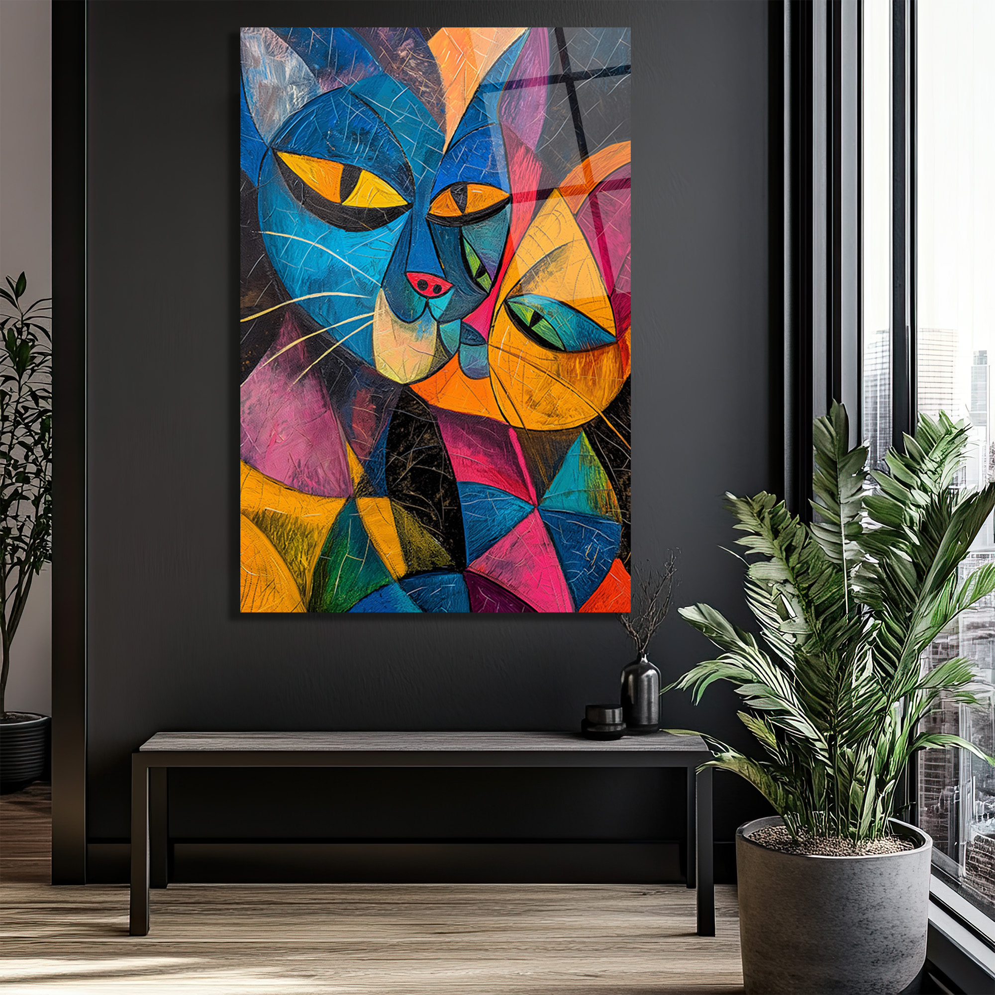 Kübist Kedi Portreleri Cam Tablo | Modern Sanatın Canlı Yorumu - Glazella Kübist Kedi Portreleri Cam Tablo | Modern Sanatın Canlı Yorumu - Glazella
