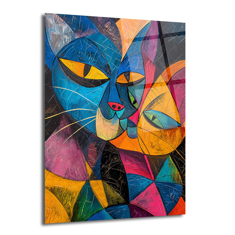 Kübist Kedi Portreleri Cam Tablo | Modern Sanatın Canlı Yorumu - Glazella Kübist Kedi Portreleri Cam Tablo | Modern Sanatın Canlı Yorumu - Glazella