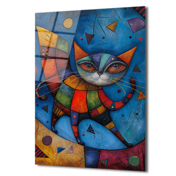 Canlı Renklerle Kübist Kedi Cam Tablo - Glazella Sanat Eseri - Glazella Canlı Renklerle Kübist Kedi Cam Tablo - Glazella Sanat Eseri - Glazella