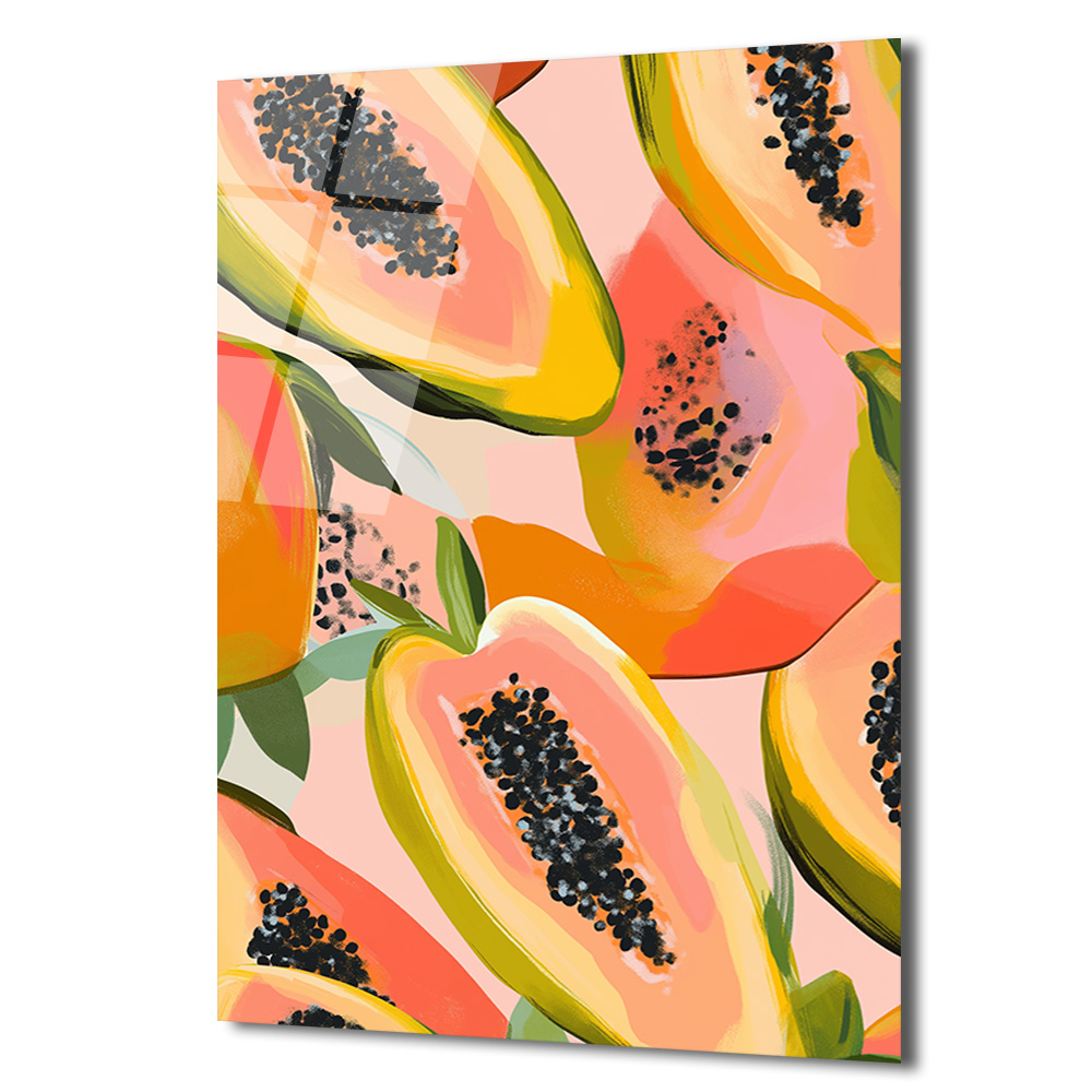 Tropikal Papaya Dilimleri Cam Tablo - Canlı Renklerle Evine Enerji Kat - Glazella Tropikal Papaya Dilimleri Cam Tablo - Canlı Renklerle Evine Enerji Kat - Glazella