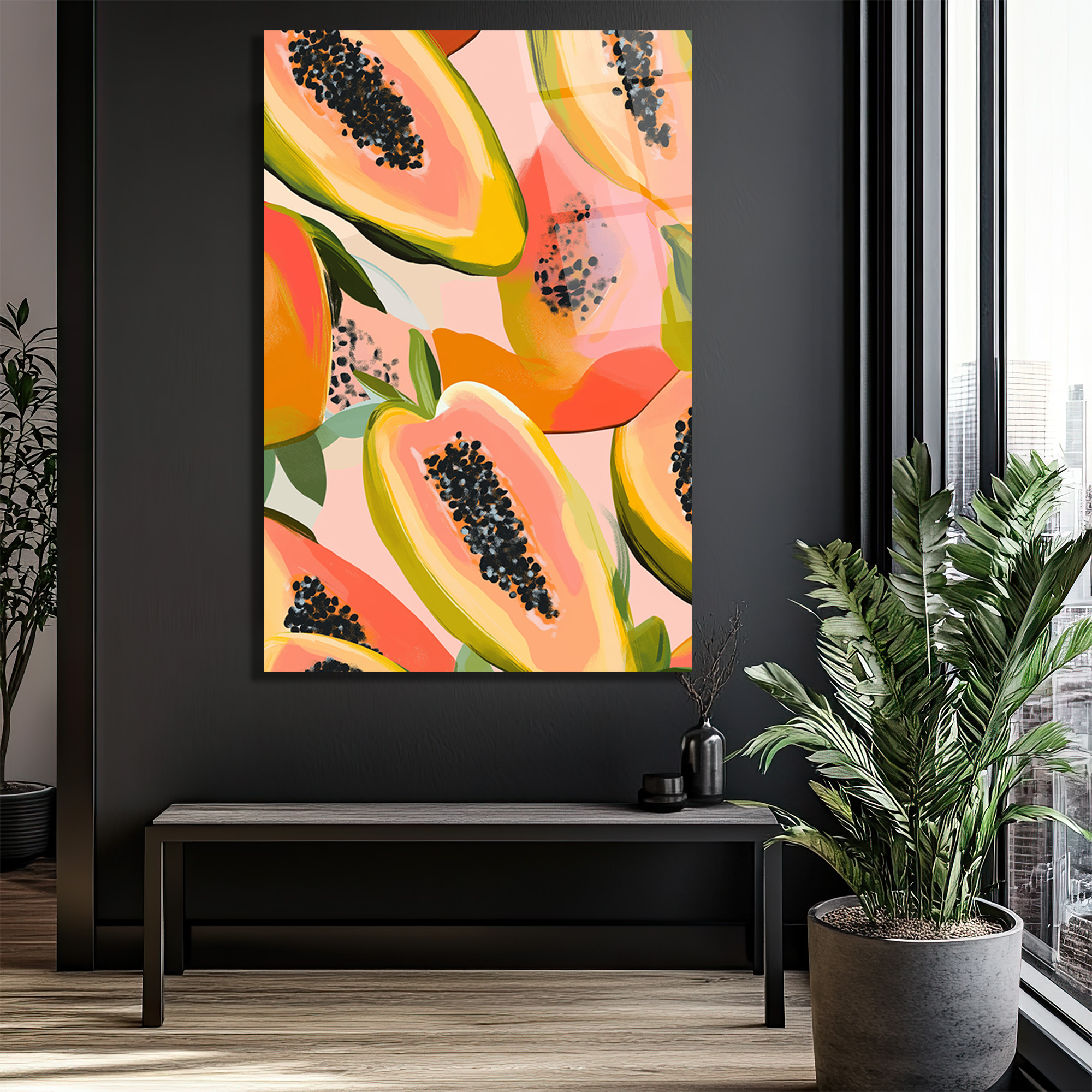 Tropikal Papaya Dilimleri Cam Tablo - Canlı Renklerle Evine Enerji Kat - Glazella Tropikal Papaya Dilimleri Cam Tablo - Canlı Renklerle Evine Enerji Kat - Glazella