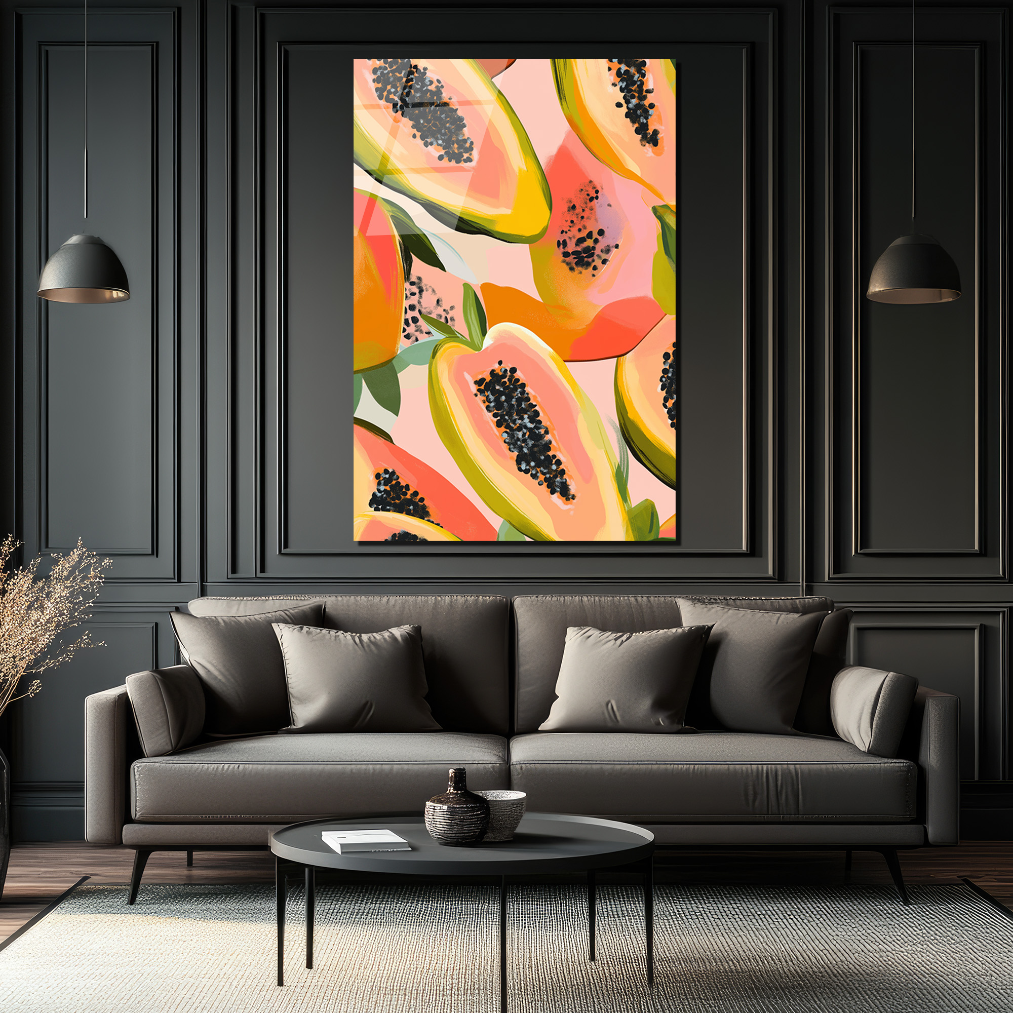 Tropikal Papaya Dilimleri Cam Tablo - Canlı Renklerle Evine Enerji Kat - Glazella Tropikal Papaya Dilimleri Cam Tablo - Canlı Renklerle Evine Enerji Kat - Glazella