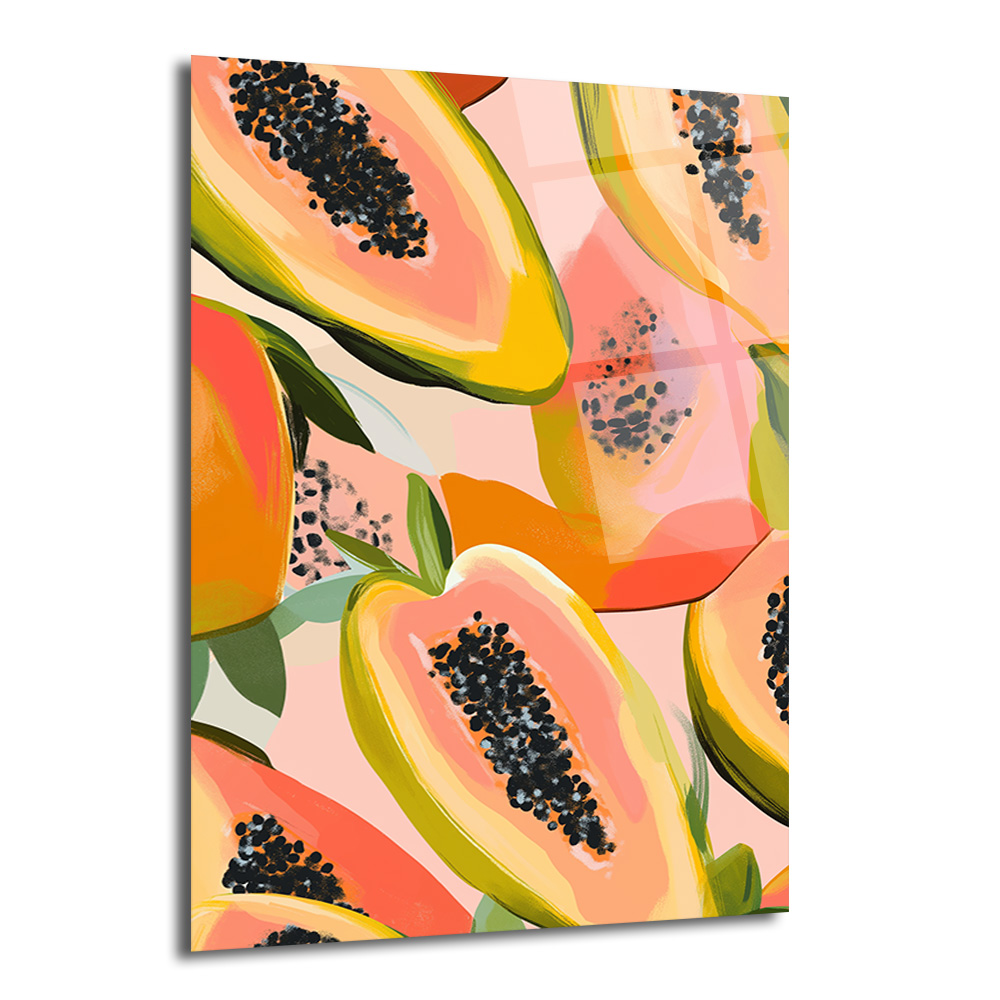 Tropikal Papaya Dilimleri Cam Tablo - Canlı Renklerle Evine Enerji Kat - Glazella Tropikal Papaya Dilimleri Cam Tablo - Canlı Renklerle Evine Enerji Kat - Glazella