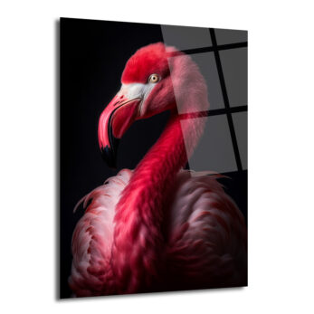 Canlı Pembe Flamingo Cam Tablo - Sanatsal Duvar Dekoru - Glazella