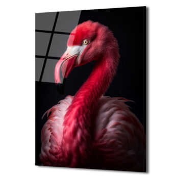 Canlı Pembe Flamingo Cam Tablo - Sanatsal Duvar Dekoru - Glazella