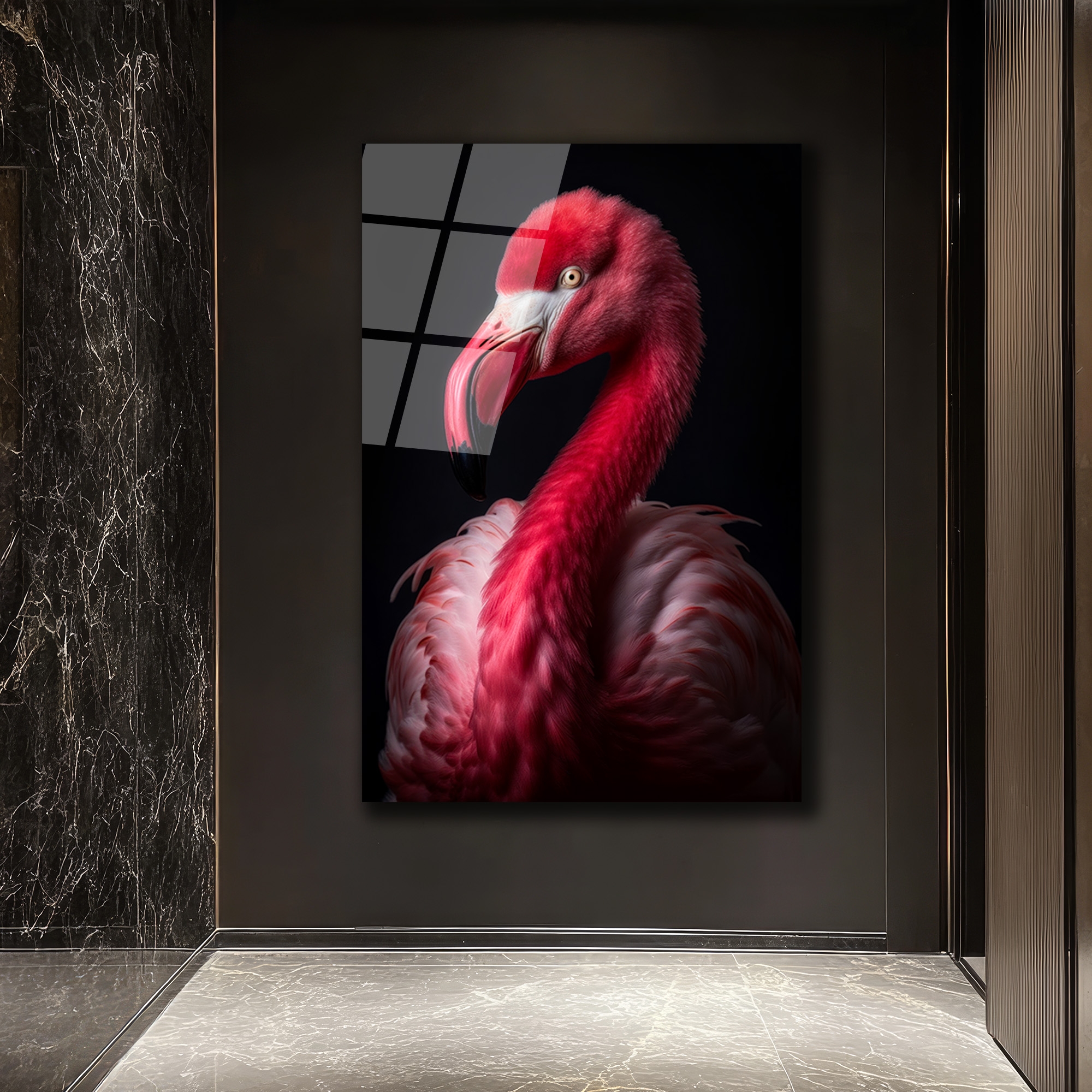 Canlı Pembe Flamingo Cam Tablo - Sanatsal Duvar Dekoru - Glazella Canlı Pembe Flamingo Cam Tablo - Sanatsal Duvar Dekoru - Glazella