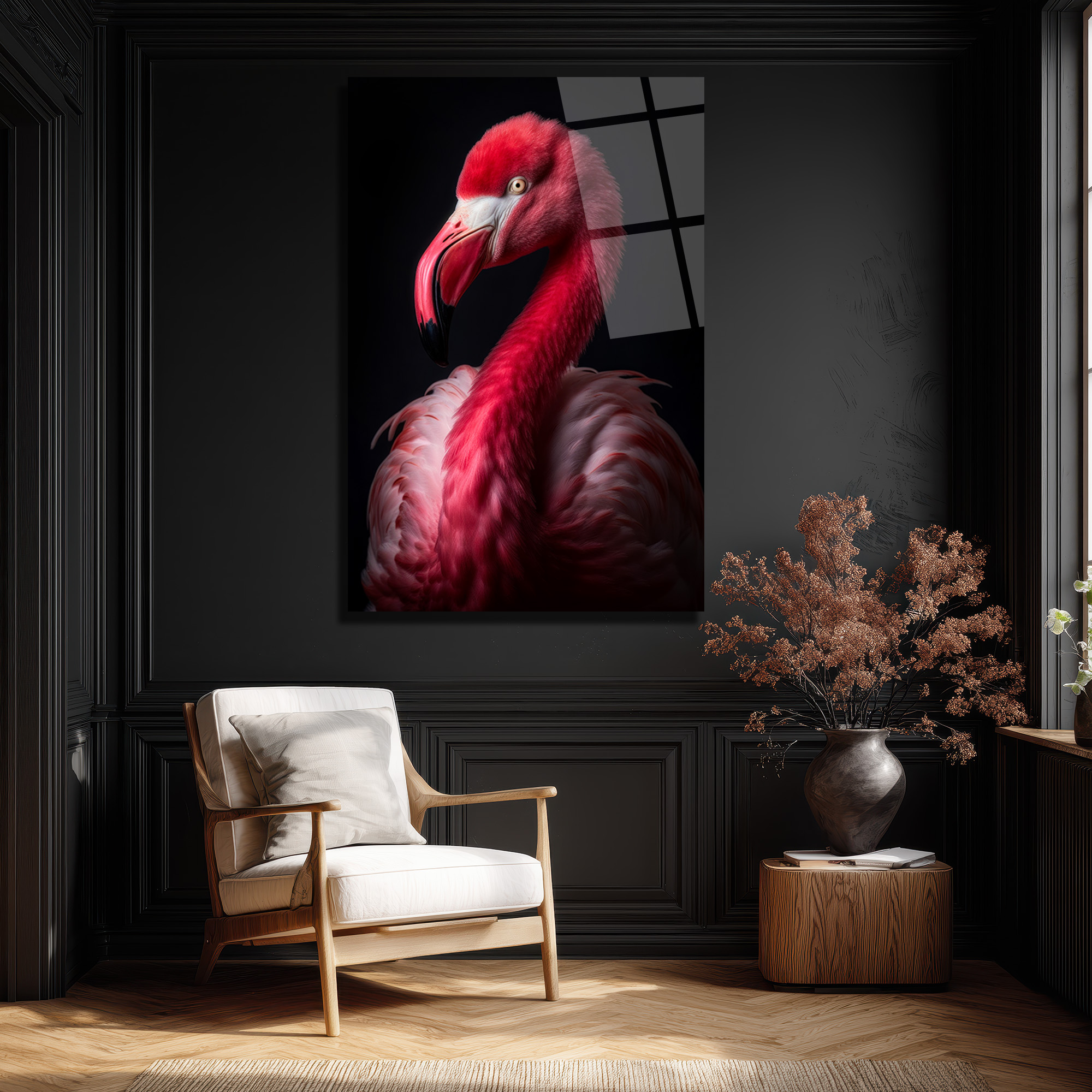 Canlı Pembe Flamingo Cam Tablo - Sanatsal Duvar Dekoru - Glazella Canlı Pembe Flamingo Cam Tablo - Sanatsal Duvar Dekoru - Glazella
