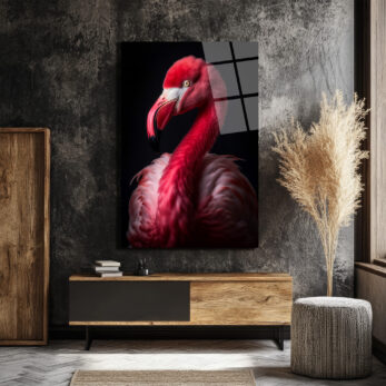 Canlı Pembe Flamingo Cam Tablo - Sanatsal Duvar Dekoru - Glazella Canlı Pembe Flamingo Cam Tablo - Sanatsal Duvar Dekoru - Glazella