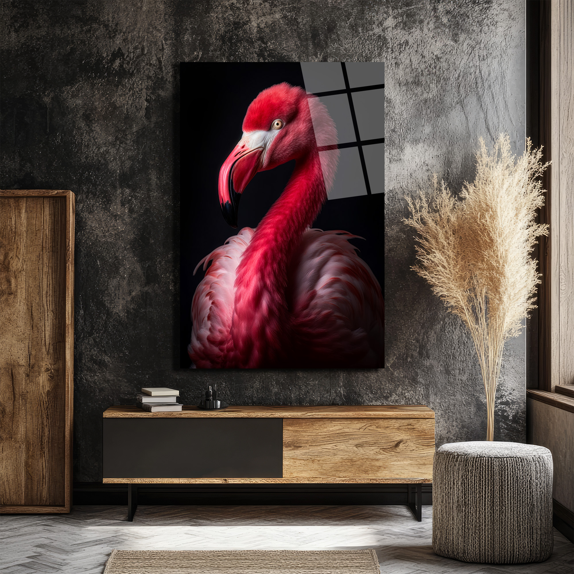 Canlı Pembe Flamingo Cam Tablo - Sanatsal Duvar Dekoru - Glazella Canlı Pembe Flamingo Cam Tablo - Sanatsal Duvar Dekoru - Glazella