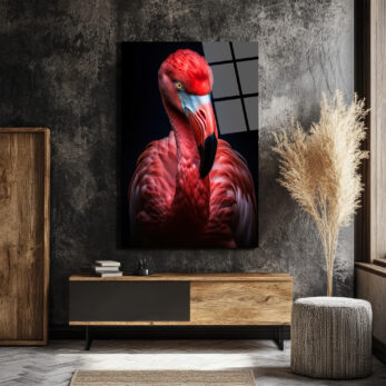 Büyüleyici Pembe Flamingo Cam Tablo - Glazella Özel Koleksiyon - Glazella