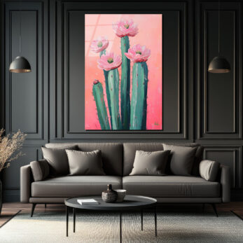 Çiçek Açan Kaktüsler Cam Tablo - Pembe Enerjiyle Modern Sanat - Glazella Çiçek Açan Kaktüsler Cam Tablo - Pembe Enerjiyle Modern Sanat - Glazella