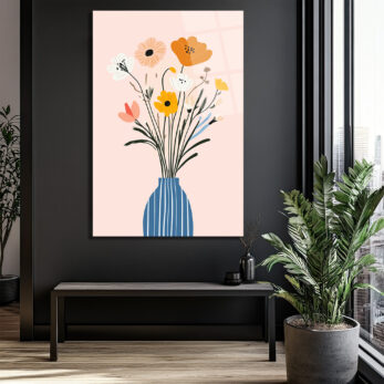 Minimalist Çiçek Buketi Cam Tablo - Evinize Ferahlık Katın - Glazella Minimalist Çiçek Buketi Cam Tablo - Evinize Ferahlık Katın - Glazella