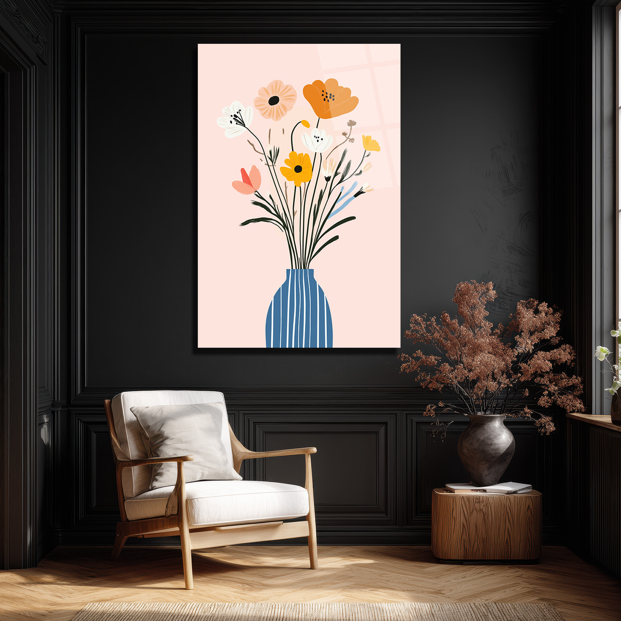 Minimalist Çiçek Buketi Cam Tablo - Evinize Ferahlık Katın - Glazella Minimalist Çiçek Buketi Cam Tablo - Evinize Ferahlık Katın - Glazella