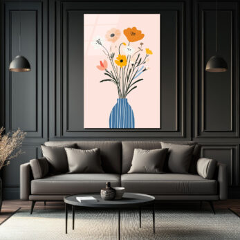 Minimalist Çiçek Buketi Cam Tablo - Evinize Ferahlık Katın - Glazella Minimalist Çiçek Buketi Cam Tablo - Evinize Ferahlık Katın - Glazella