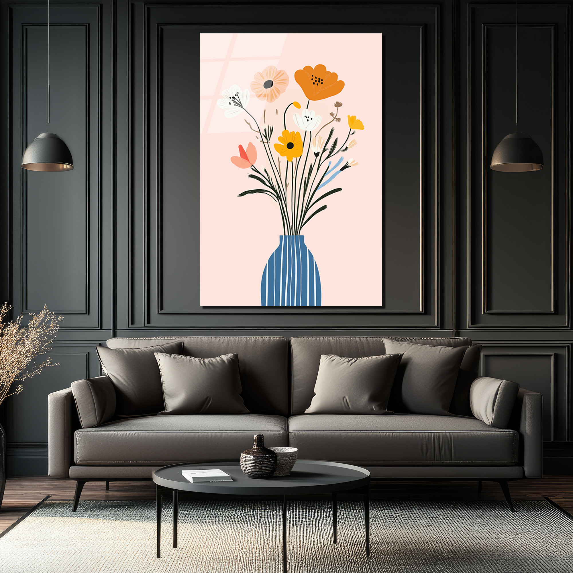 Minimalist Çiçek Buketi Cam Tablo - Evinize Ferahlık Katın - Glazella Minimalist Çiçek Buketi Cam Tablo - Evinize Ferahlık Katın - Glazella