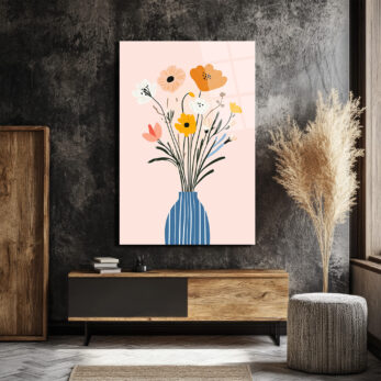 Minimalist Çiçek Buketi Cam Tablo - Evinize Ferahlık Katın - Glazella Minimalist Çiçek Buketi Cam Tablo - Evinize Ferahlık Katın - Glazella