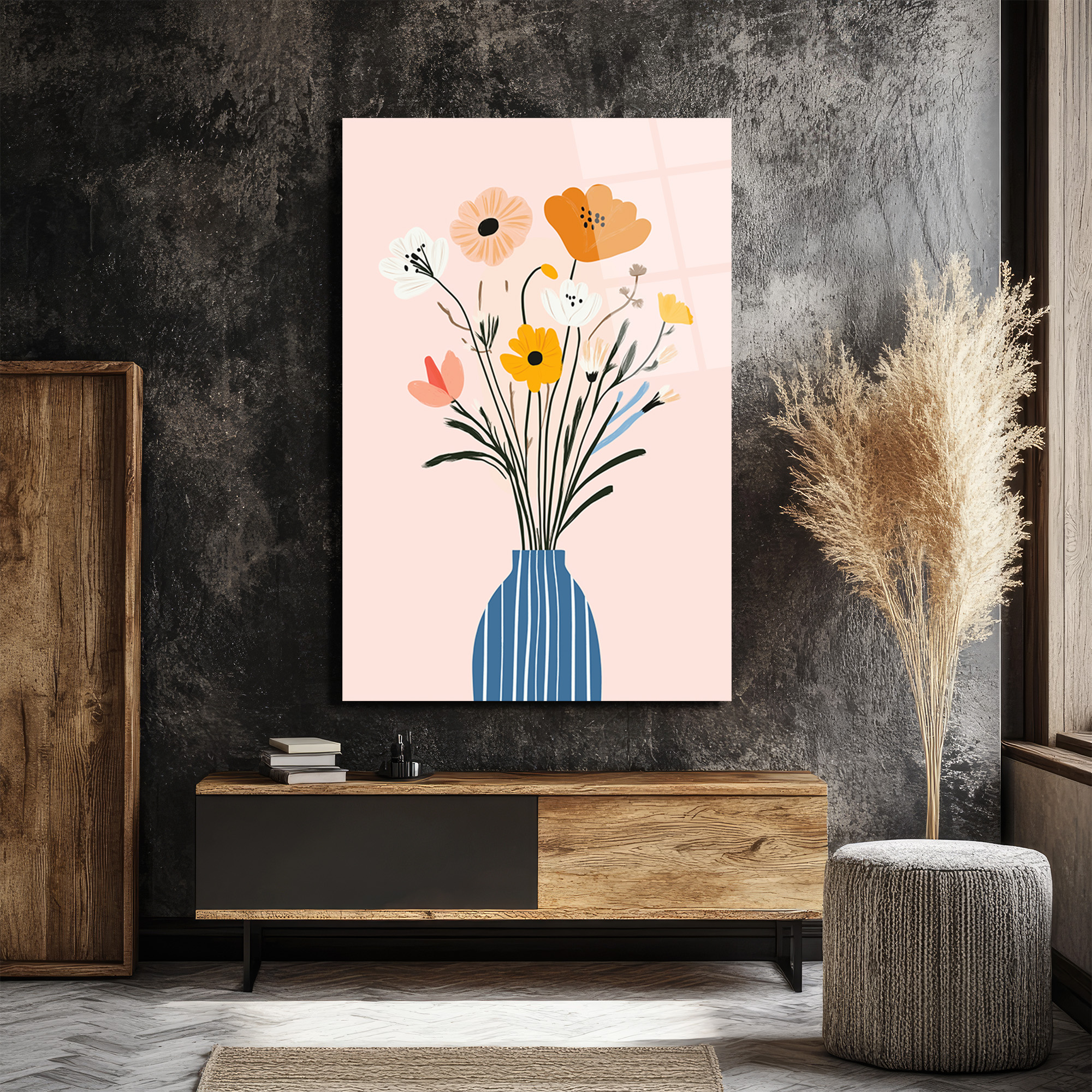 Minimalist Çiçek Buketi Cam Tablo - Evinize Ferahlık Katın - Glazella Minimalist Çiçek Buketi Cam Tablo - Evinize Ferahlık Katın - Glazella