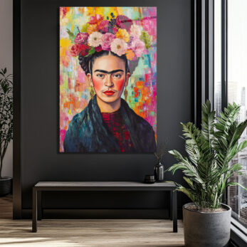 Frida Kahlo Çiçekli Taç Portresi Modern Cam Tablo - Glazella Frida Kahlo Çiçekli Taç Portresi Modern Cam Tablo - Glazella