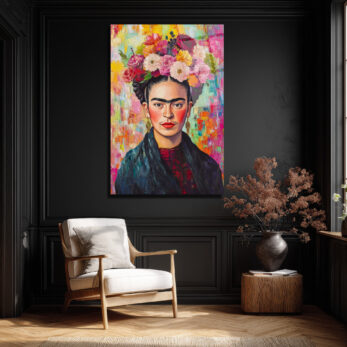 Frida Kahlo Çiçekli Taç Portresi Modern Cam Tablo - Glazella Frida Kahlo Çiçekli Taç Portresi Modern Cam Tablo - Glazella