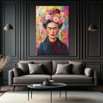 Frida Kahlo Çiçekli Taç Portresi Modern Cam Tablo - Glazella Frida Kahlo Çiçekli Taç Portresi Modern Cam Tablo - Glazella