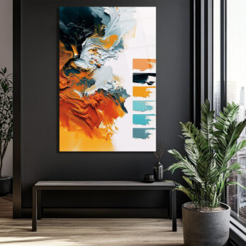 Enerjik Soyut Sanat Turuncu & Gri Modern Cam Tablo - Glazella Enerjik Soyut Sanat Turuncu & Gri Modern Cam Tablo - Glazella