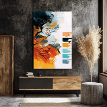 Enerjik Soyut Sanat Turuncu & Gri Modern Cam Tablo - Glazella Enerjik Soyut Sanat Turuncu & Gri Modern Cam Tablo - Glazella