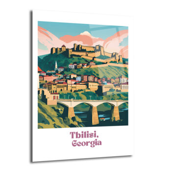 Tiflis, Gürcistan Şehir Manzarası Modern Cam Tablo - Glazella