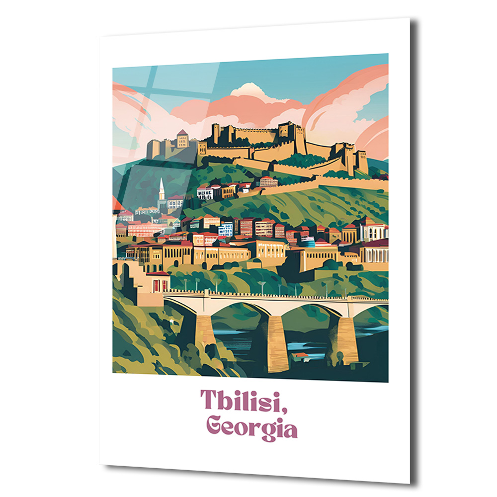 Tiflis, Gürcistan Şehir Manzarası Modern Cam Tablo - Glazella Tiflis, Gürcistan Şehir Manzarası Modern Cam Tablo - Glazella