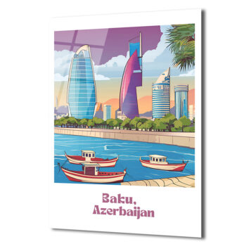 Bakü, Azerbaycan Şehir Manzarası Modern Cam Tablo - Glazella Bakü, Azerbaycan Şehir Manzarası Modern Cam Tablo - Glazella