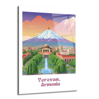 Erivan Ermenistan Şehir Manzarası ve Ararat Dağı Cam Tablo - Glazella