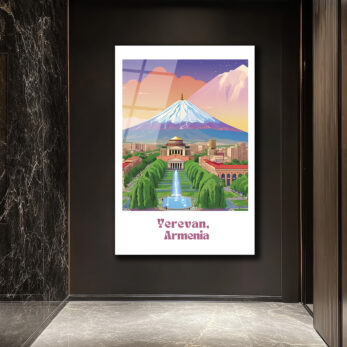 Erivan Ermenistan Şehir Manzarası ve Ararat Dağı Cam Tablo - Glazella Erivan Ermenistan Şehir Manzarası ve Ararat Dağı Cam Tablo - Glazella