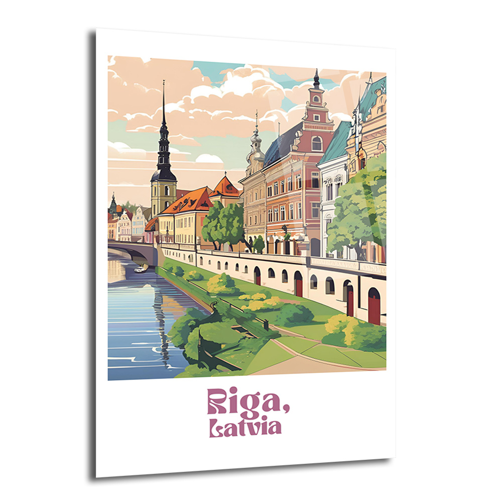 Riga Letonya Şehir Manzarası Modern Cam Tablo - Glazella Riga Letonya Şehir Manzarası Modern Cam Tablo - Glazella
