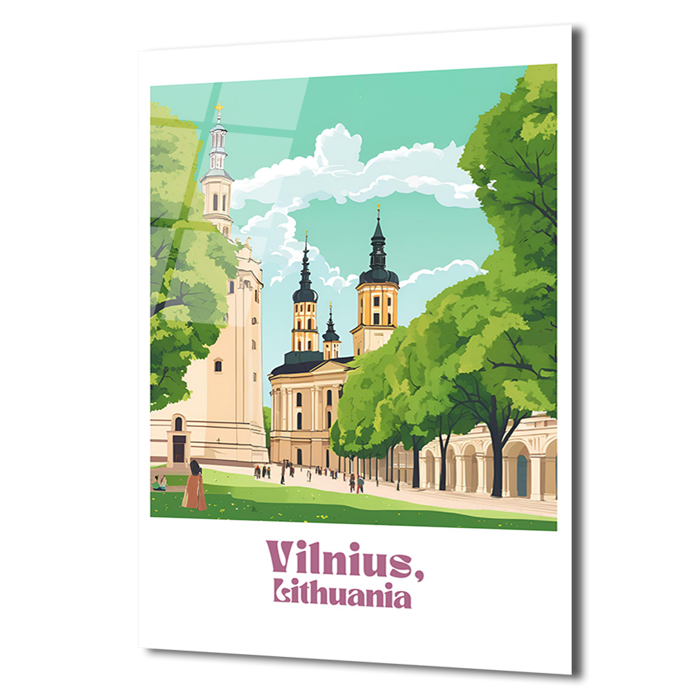 Vilnius Litvanya Şehir Manzarası Modern Cam Tablo - Glazella Vilnius Litvanya Şehir Manzarası Modern Cam Tablo - Glazella