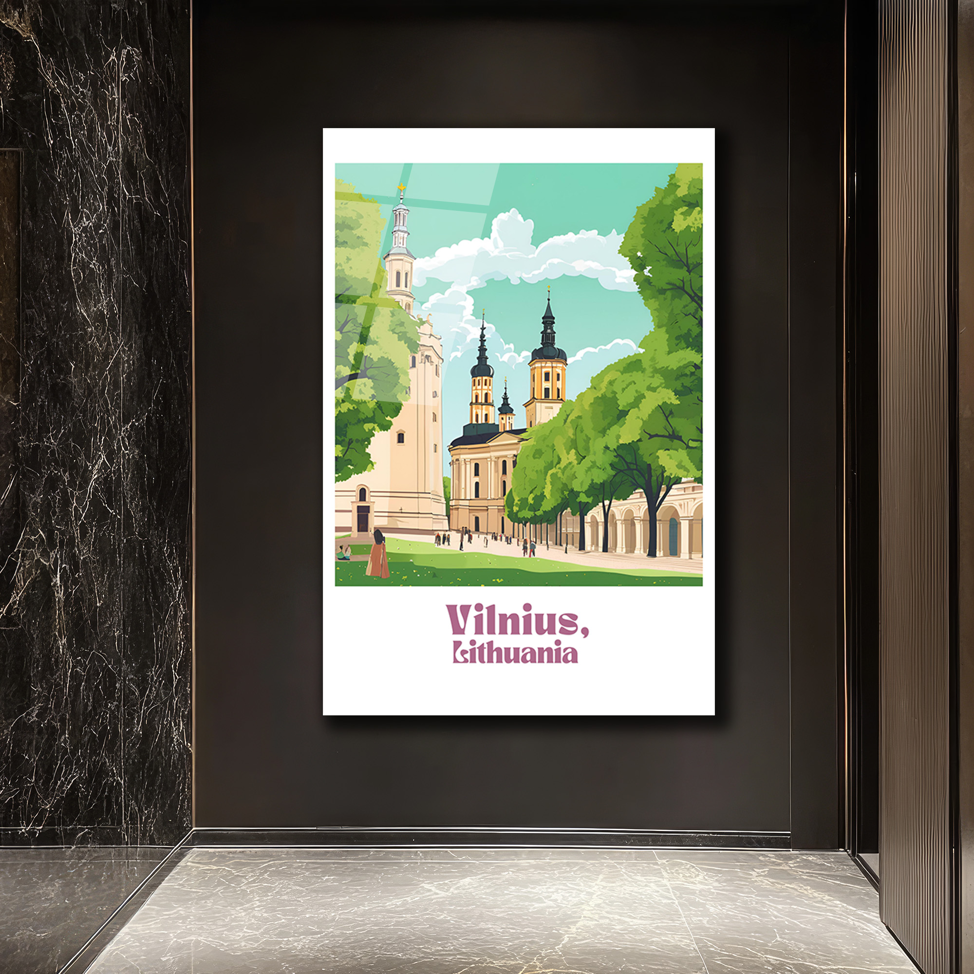 Vilnius Litvanya Şehir Manzarası Modern Cam Tablo - Glazella Vilnius Litvanya Şehir Manzarası Modern Cam Tablo - Glazella