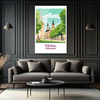 Vilnius Litvanya Şehir Manzarası Modern Cam Tablo - Glazella Vilnius Litvanya Şehir Manzarası Modern Cam Tablo - Glazella